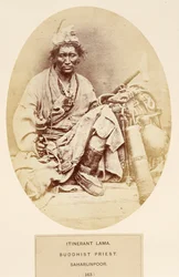 Wandernder Lama, buddhistischer Priester, Saharunpoor, aus Die Völker Indiens, von J. Forbes Watson, veröffentlicht 1868